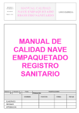 MANUAL DE CALIDAD PARA NAVES DE EMPAQUETADO PARA REGISTRO SANITARIO