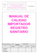 MANUAL DE CALIDAD PARA IMPORTADORES/EXPORTADORES PARA REGISTRO SANITARIO